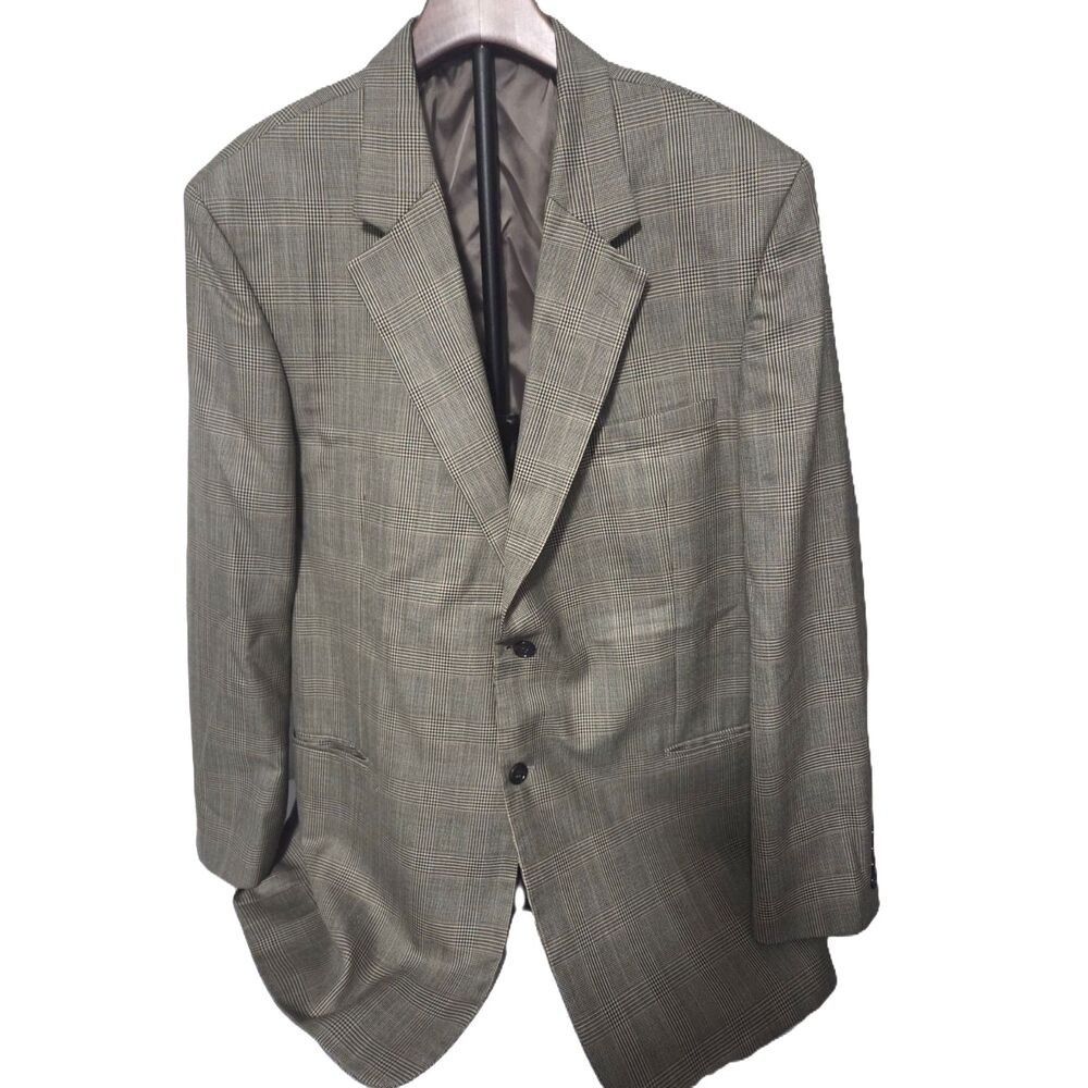 LACROSSE Sport Brown Plaid Two-Button Blazer / Jacket Lined - Men's Size 46 L